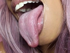 Longue long tongue lips mouth fetish lollipop sucking