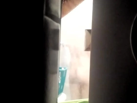 Watching my sister showering her pussy