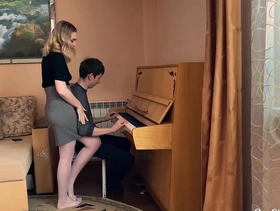 Instructor on the piano deep sucking dick student and fucking