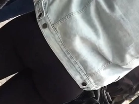 Tight teen ass filmed by horny voyeur