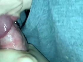 Thot is sucking dick and swallows cum