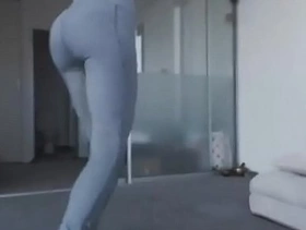 Hot blonde teen striptease with perfect tits and nice ass in yogapants