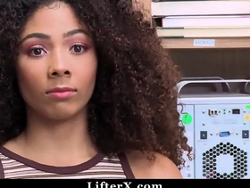 Ebony teen fucked for shoplifting