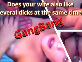 Gangbang - does your wife also like several dicks at the same time - slut and cuckold really amateurs - complete in red