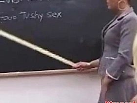 Teacher shows students how to suck