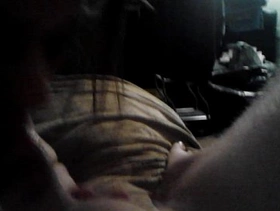 Wife sucks my fat cock gagging and sucking