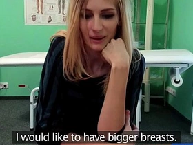 Fakehospital slender squirting hot sexy blonde wants breast implant advice