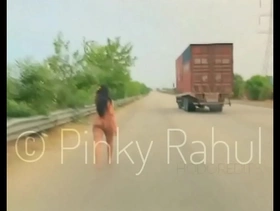 Pinky naked dare on indian highways